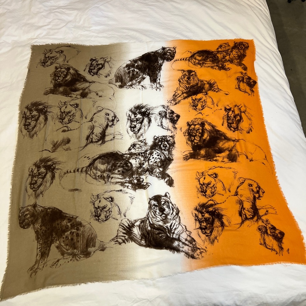 Animal Print Scarf in Orange and Tan